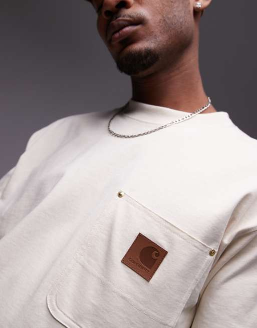 Carhartt WIP short sleeve eldon pocket t-shirt in beige | ASOS
