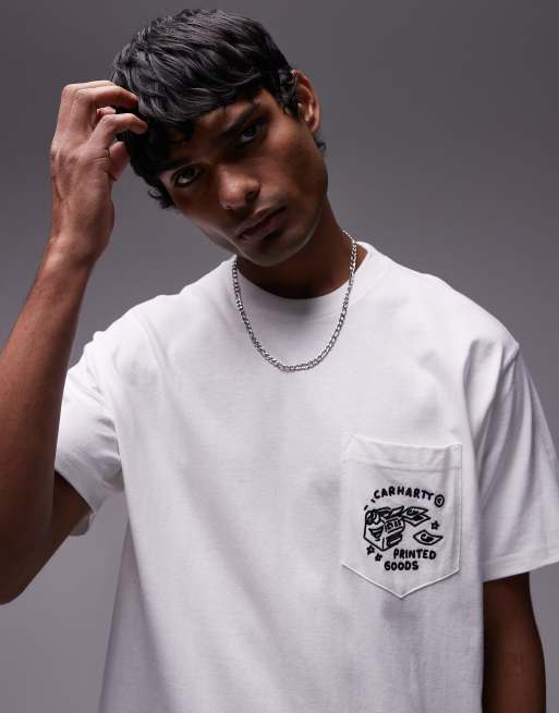 Carhartt WIP short sleeve fragments pocket t-shirt in white ASOS