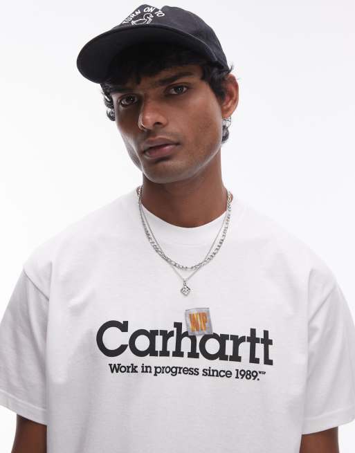 Carhartt WIP short sleeve label script t-shirt in white | ASOS
