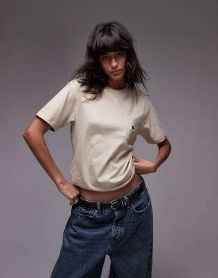 Carhartt WIP Carhartt WIP short sleeve pocket t-shirt in beige-Neutral