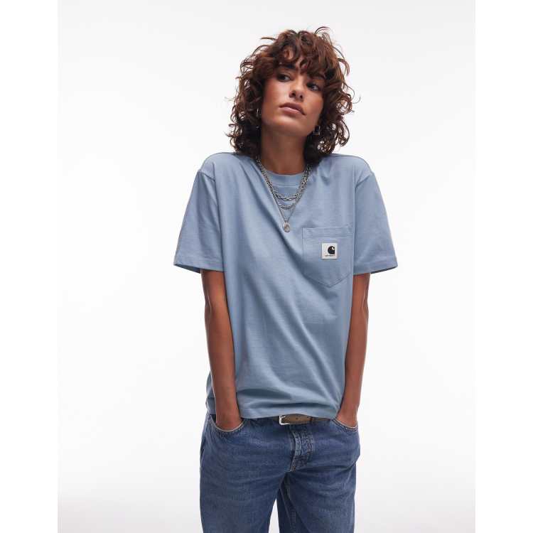 【Carharrt】カーハート  Wip T-shirt applied pocket ブルー Carhartt WIP Hudson Pocket T-Shirt | Men & Women | SVD
