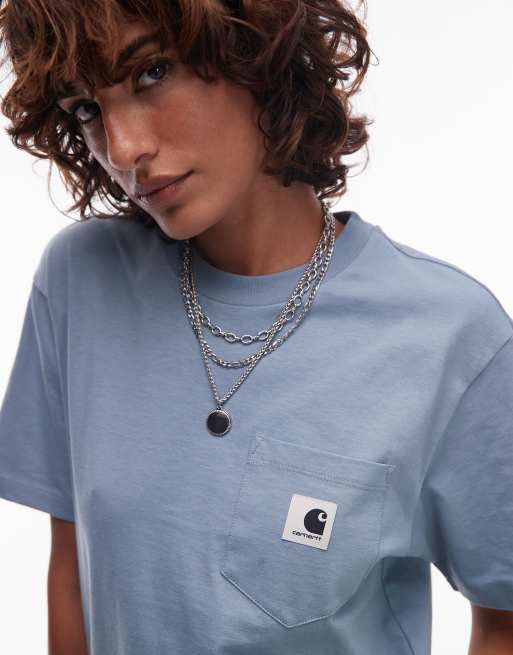 【Carharrt】カーハート  Wip T-shirt applied pocket ブルー Carhartt WIP Hudson Pocket T-Shirt | Men & Women | SVD