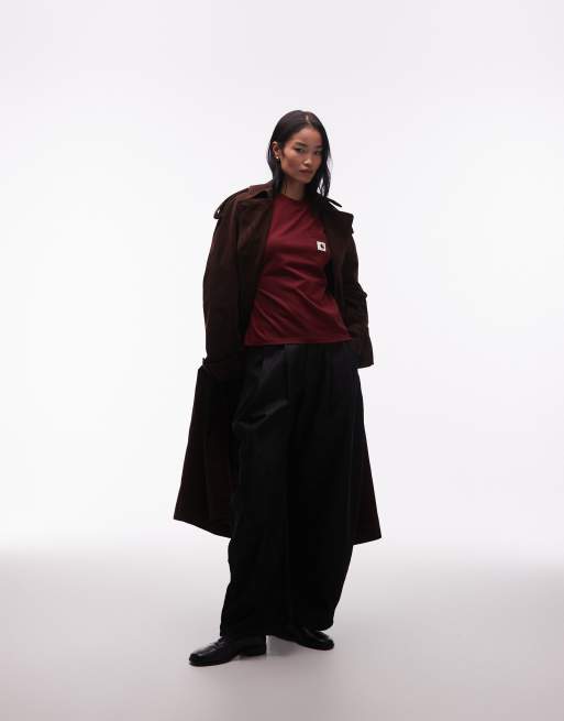 Carhartt WIP short sleeve pocket t-shirt in burgundy, 3 of 4