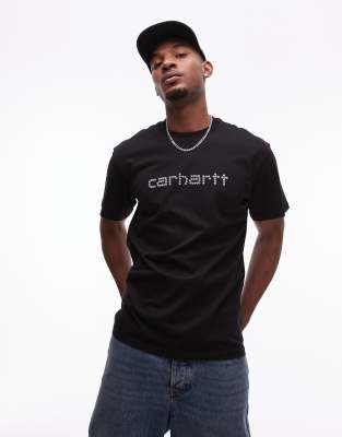 Carhartt WIP Carhartt WIP short sleeve rivet script t-shirt in black