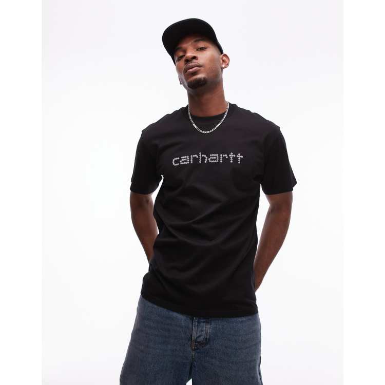 Carhartt WIP short sleeve rivet script T-shirt in black | ASOS