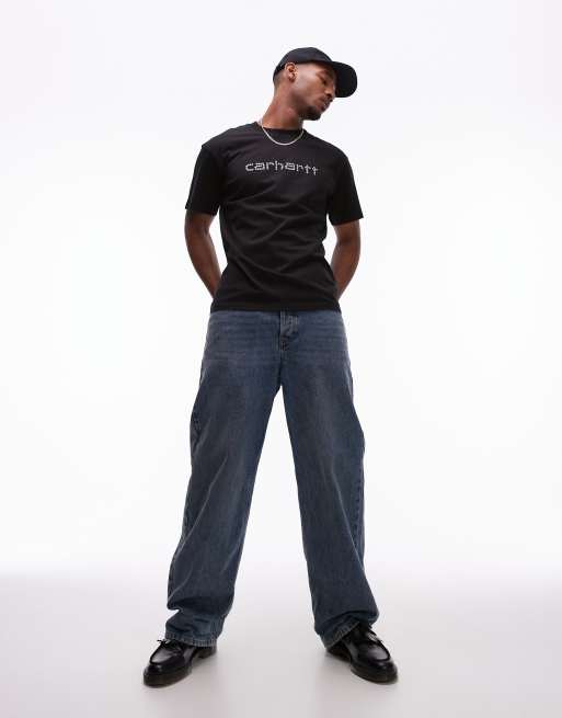Carhartt WIP short sleeve rivet script t-shirt in black | ASOS