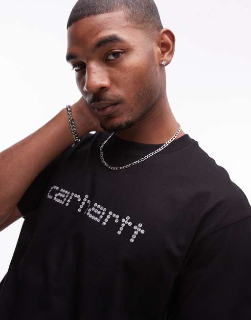Carhartt WIP short sleeve rivet script T-shirt in black | ASOS