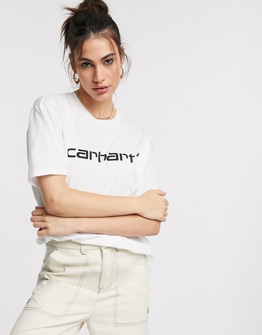 Carhartt WIP short sleeve script t-shirt in white & black
