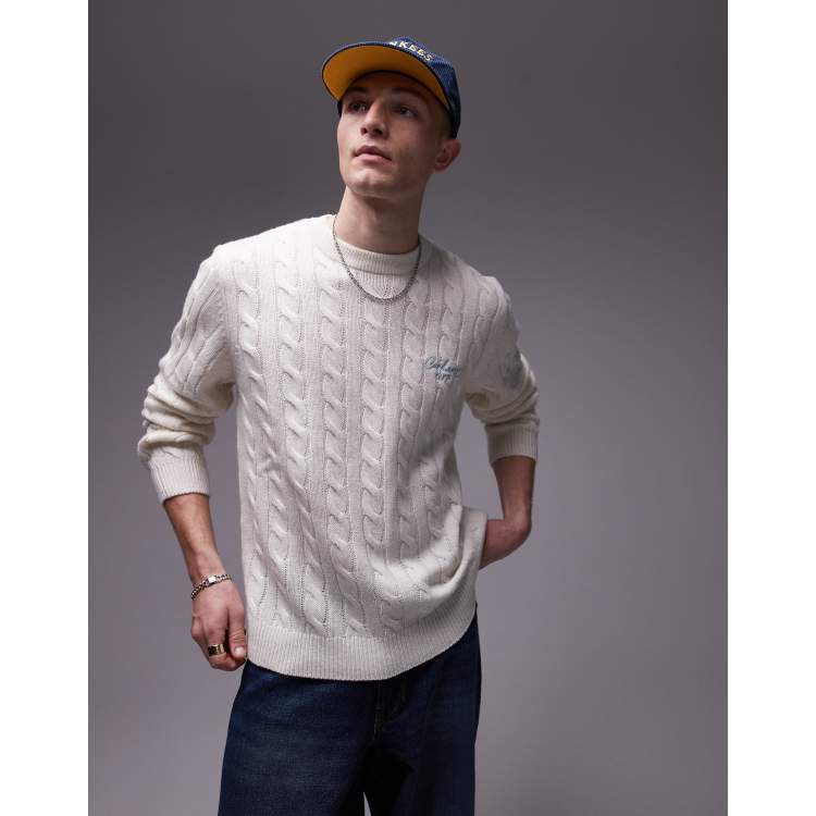 Carhartt WIP signature cable knit jumper in cream | ASOS