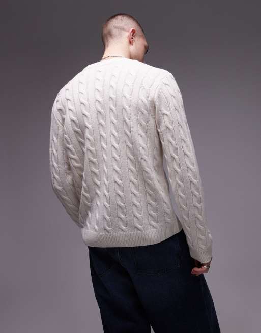 Carhartt WIP signature cable knit jumper in cream, 4 of 4