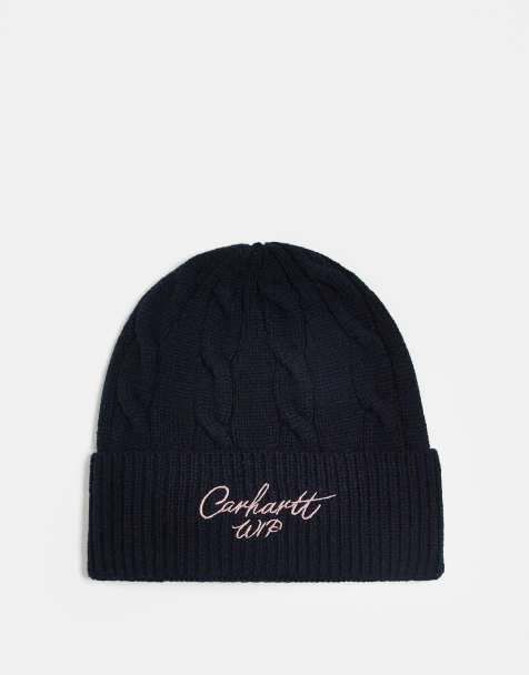 Carhartt WIP - Signature - Gebreide beanie met kabels in donker marineblauw - view 1
