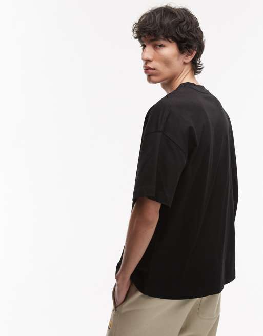 Carhartt WIP - Signature Script - Camiseta negra de corte cuadrado extragrande, 3 de 4