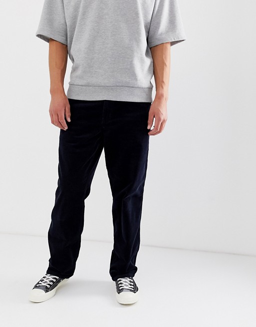 Carhartt WIP Simple corduroy pant relaxed straight fit in navy