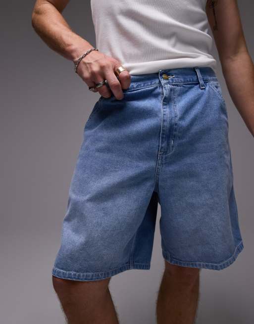 Carhartt WIP simple denim jort in mid wash blue