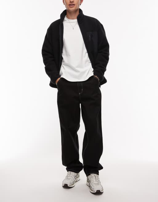 Carhartt WIP – Simple – Jeansy o luźnym kroju z prostymi nogawkami w spranym czarnym kolorze