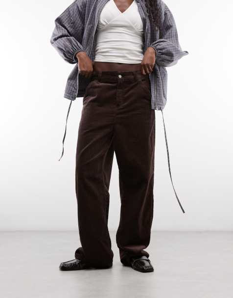 Carhartt WIP Simple loose fit corduroy trousers in dark brown - view 1