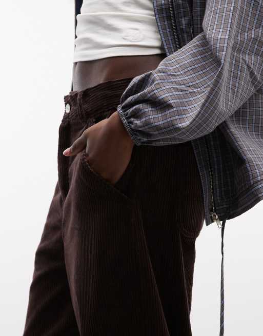 Carhartt WIP – Simple – Mörkbruna byxor i manchester med ledig passform, 4 av 5