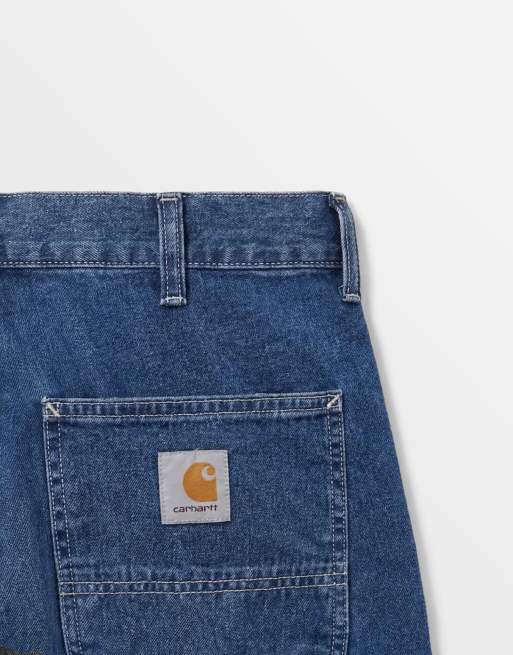 Carhartt WIP Simple relaxed fit shorts in mid wash blue, 8 of 9