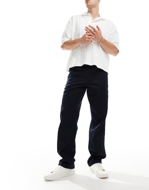 Carhartt WIP simple relaxed straight fit trousers in dark navy - view 1