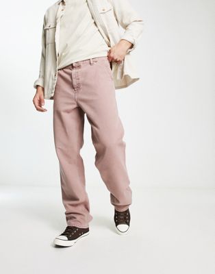 Carhartt WIP simple relaxed straight pants in purple wash - ASOS Price Checker