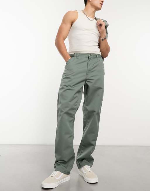 Carhartt WIP simple relaxed straight trousers in green | ASOS