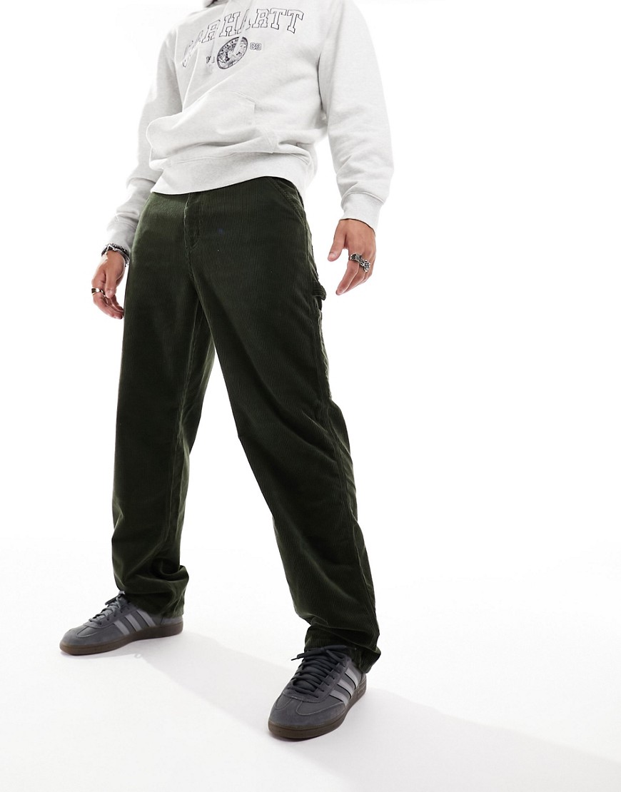 Carhartt WIP single knee corduroy relaxed straight trousers in green