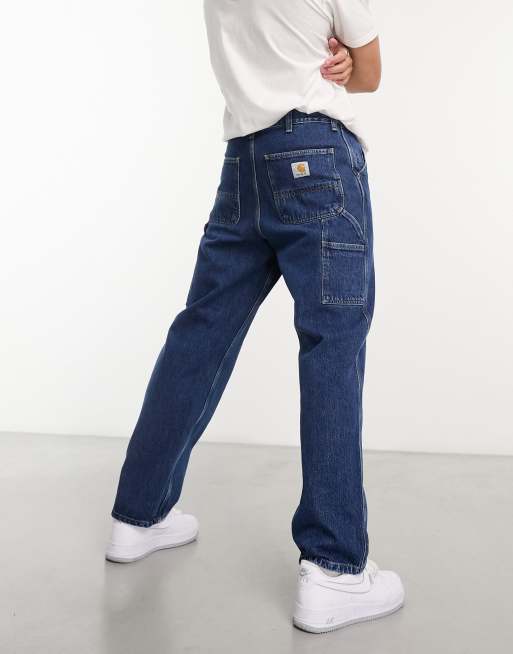 Carhartt WIP single knee denim relaxed straight trousers in blue