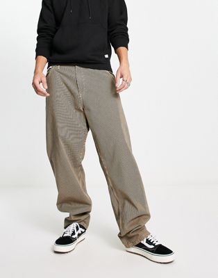 Carhartt WIP single knee hickory stripe straight leg trousers in brown