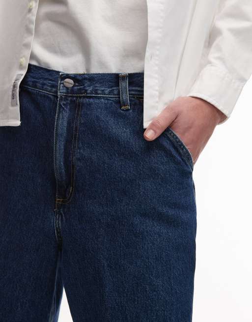 Carhartt WIP single knee jort in mid wash blue