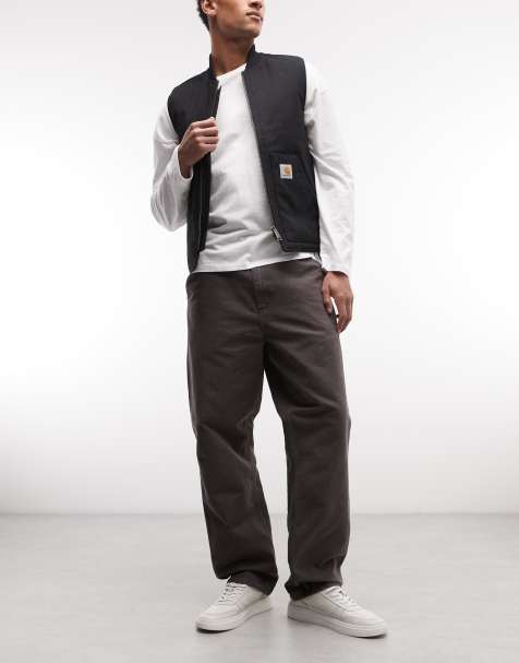 Carhartt WIP single knee loose straight fit jeans in washed brown - view 1