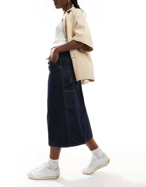 Carhartt WIP – Single Knee – Midirock aus Denim in Dunkelblau, 5 von 5