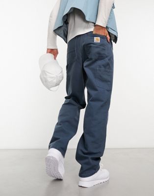 Carhartt WIP single knee relaxed straight trousers in blue
