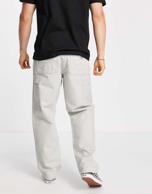 Carhartt WIP single knee relaxed straitght fit trousers in light grey