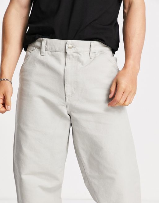 Carhartt WIP single knee relaxed straitght fit trousers in light grey