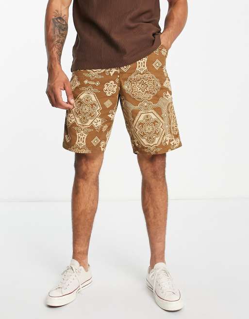 Carhartt WIP – Single Knee – Shorts in Hellbraun mit Paisleymuster
