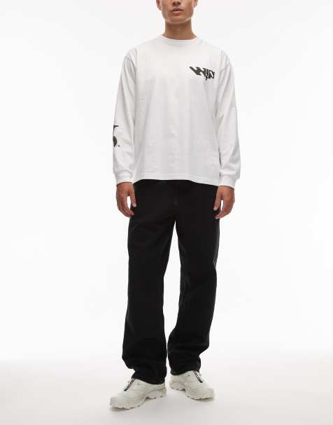 Carhartt WIP single knee straight leg denim jeans in black stonewash - view 1