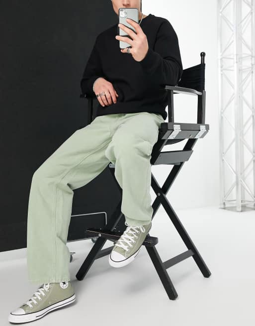 Carhartt WIP – Single Knee – Worker-Hose mit geradem Schnitt in verwaschenem Grün