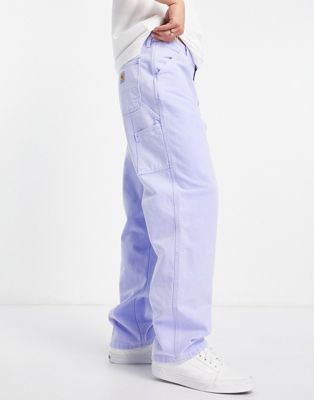 Carhartt WIP single knee worker straight leg trousers in washed blue
