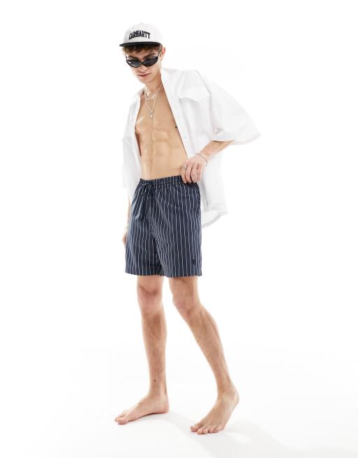 Carhartt WIP slater pinstripe swim shorts in navy, 3 of 4