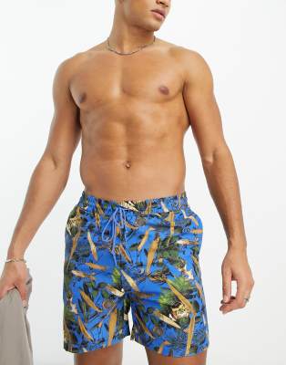 Carhartt WIP slater print swim shorts in blue - ASOS Price Checker