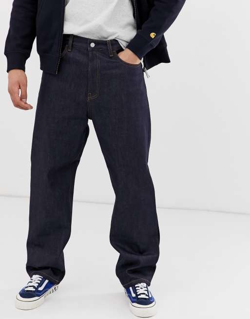 Carhartt WIP - Smith - Niebieskie luźne spodnie z denimu