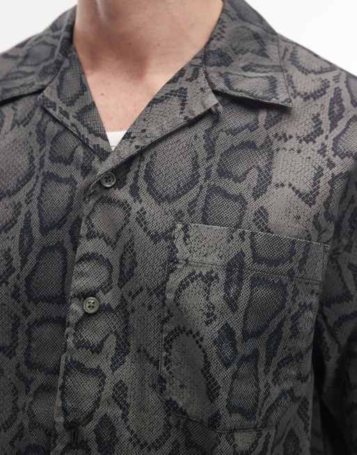 Carhartt WIP snake camo print shirt in dark khaki, 5 of 5