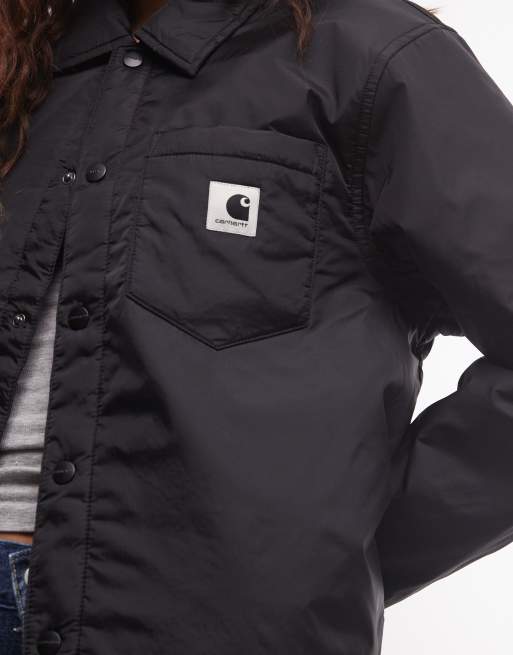 Carhartt WIP sobrecamisa Lauryn acolchada de nailon con botones en negro, 3 de 4