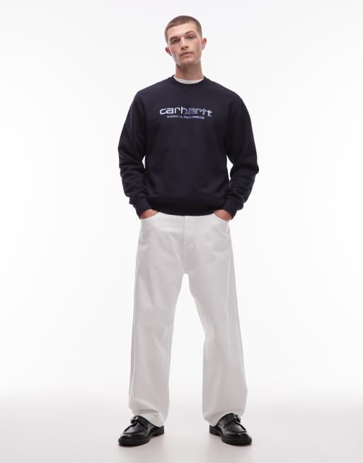 Carhartt WIP solar chrome back print sweatshirt in navy, 2 of 5
