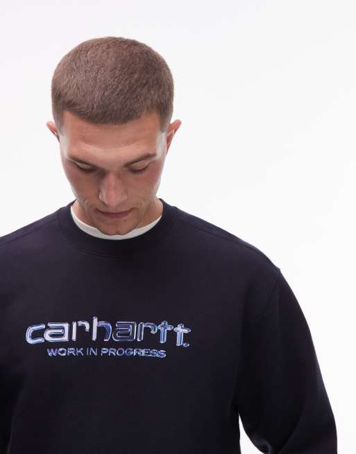 Carhartt WIP solar chrome back print sweatshirt in navy, 5 of 5