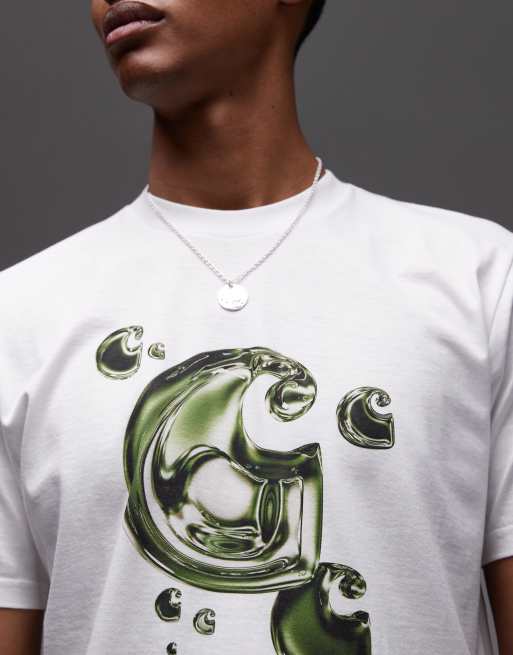 Carhartt WIP – Solar Chrome – Biały T-shirt z chromowym logo, 5 z 5
