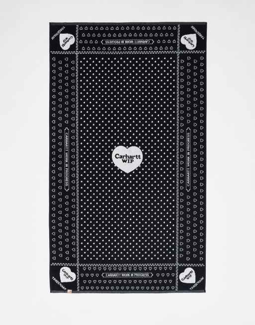 Carhartt WIP - Sort bandana-håndklæde med hjerter