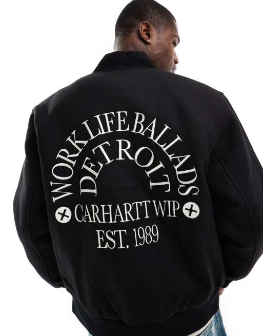 Carhartt WIP - Sort bomber-jakke med college-detaljer