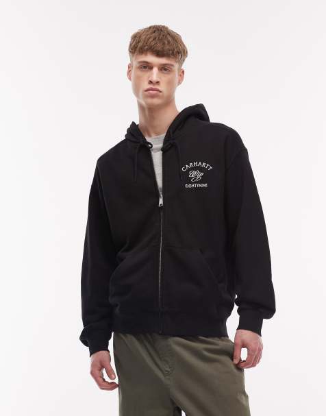 Carhartt WIP - Sort hættetrøje med lynlås og monogramlogoprint på ryggen - view 1