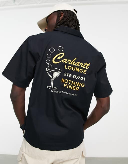 Carhartt WIP - Sort lounge-skjorte med brodering på ryggen, 3 af 4